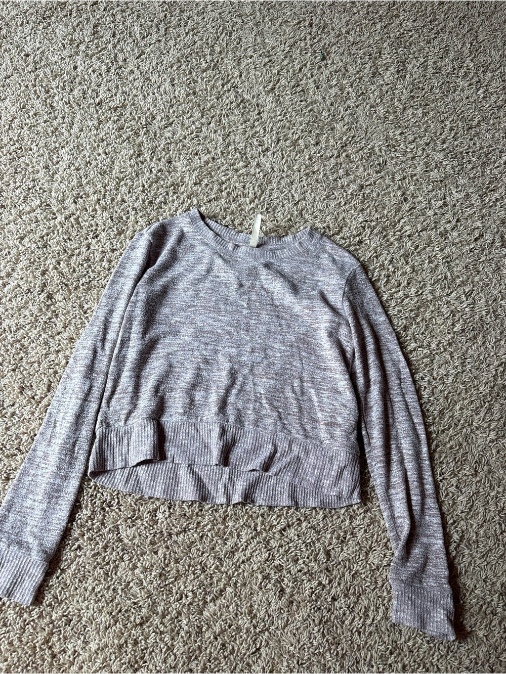 Aeropostale Heather Grey Cropped Crewneck Sweater